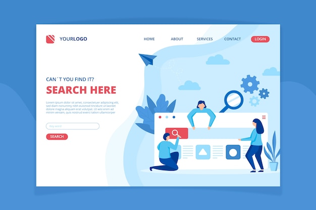 無料ベクター 検索コンセプトのランディングページテンプレート