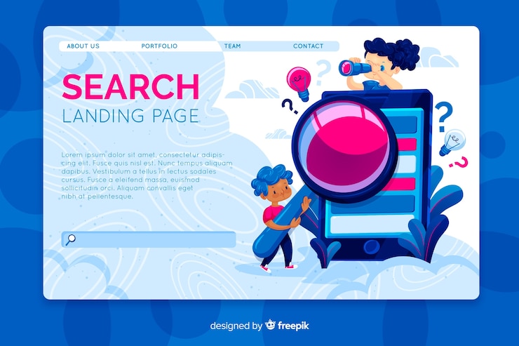 Free Vector search concept for landing page