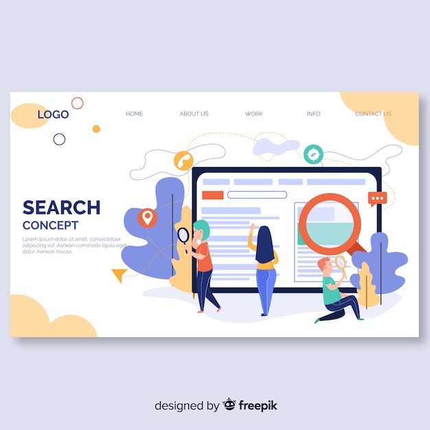 Free vector search concept for landing page