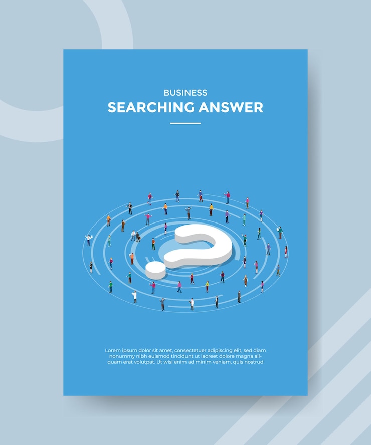 Free Vector searching answer concept for template flyer for printing with isometric style
