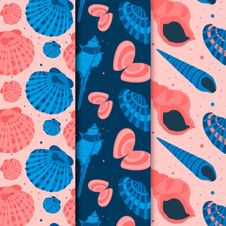 Free Vector seashell patern collection
