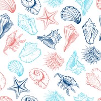 Seashells seamless pattern