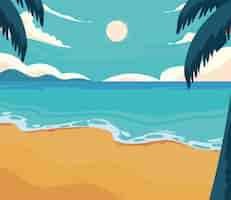 Free vector seashore sand palm