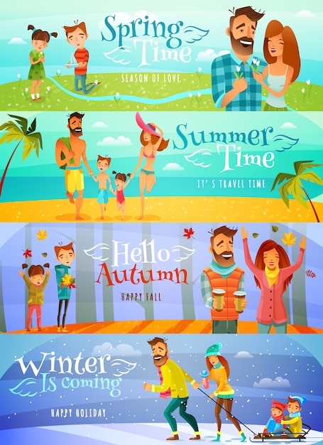 Free vector season family banners