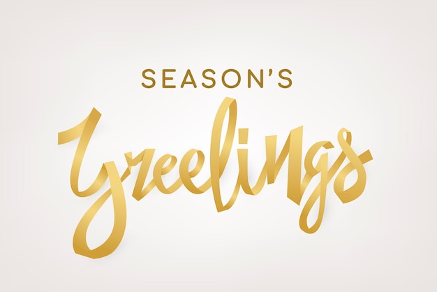 Season&#39;s Greetings background, gold holiday typography vector