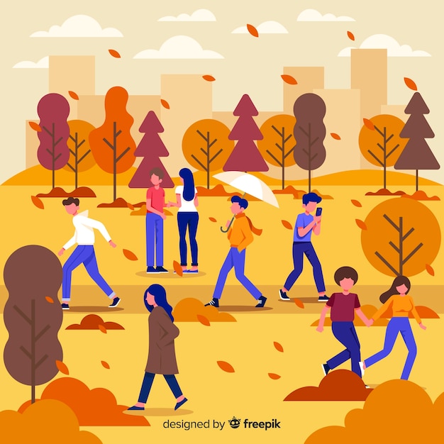 Free vector seasonal activities autumn in park illustration