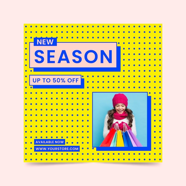 Free vector seasonal discount square flyer