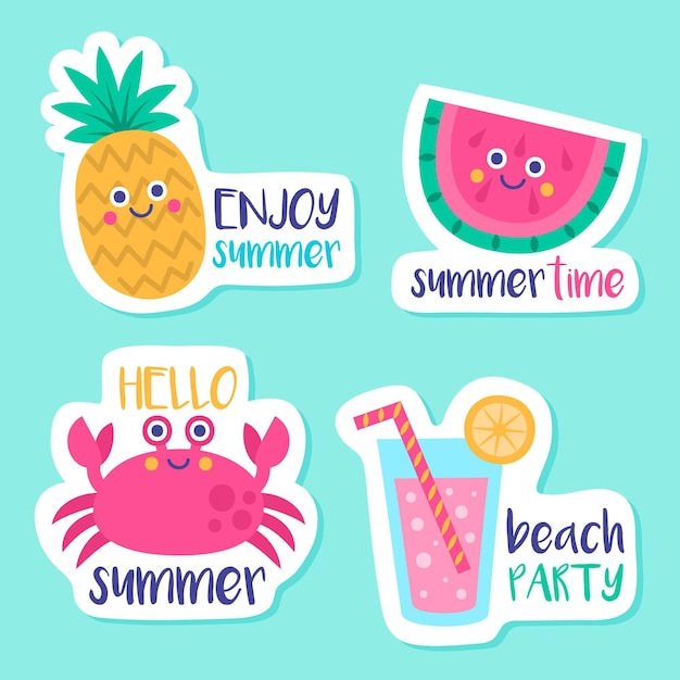 Free vector seasonal hand drawn summer label collection