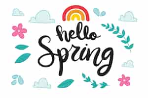 Free vector seasonal hello spring lettering