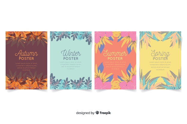 Free vector seasonal poster collection in watercolor style