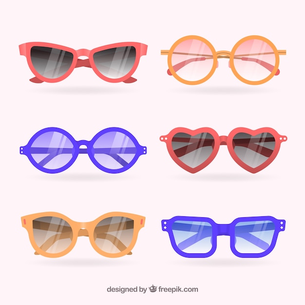 Free vector seasonal sunglasses collection in flat syle