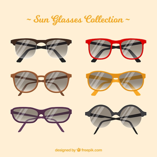 Vettore gratuito collezione stagionale di occhiali da sole in stile flat