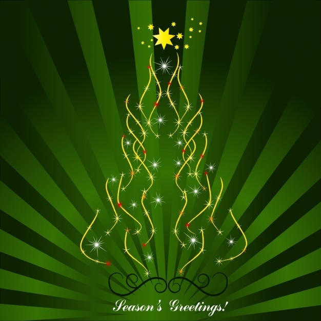Free Vector seasons greetings card with xmas tree
