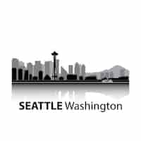 Vettore gratuito disegno skyline di seattle