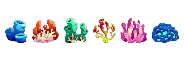 Free vector seaweed and coral cartoon vector illustration set