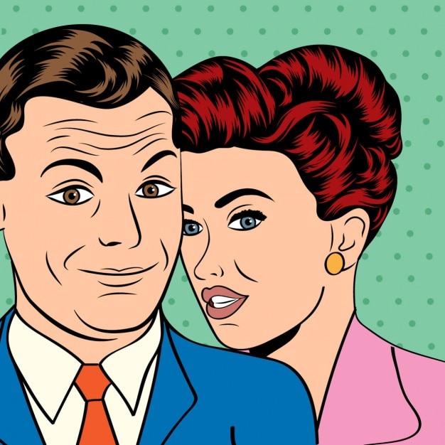 Vettore gratuito l'uomo e la donna in amore coppia in stile pop art fumetto