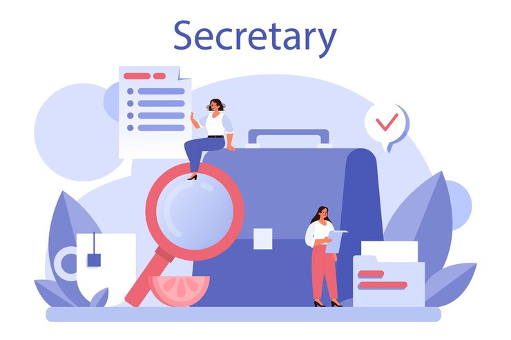 Free Vector secretary concept receptionist answering calls and assisting with document professional office worker at the desk on computer isolated flat vector illustration