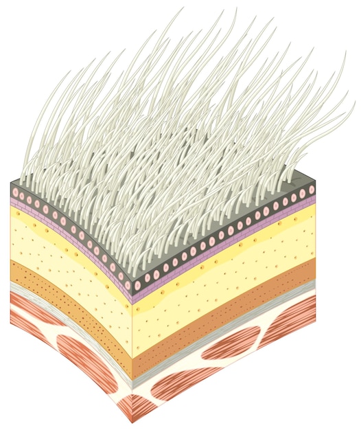 Section of polar bear muscle skin and fur
