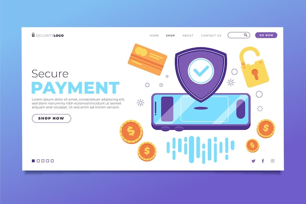 Secure payment landing page concept