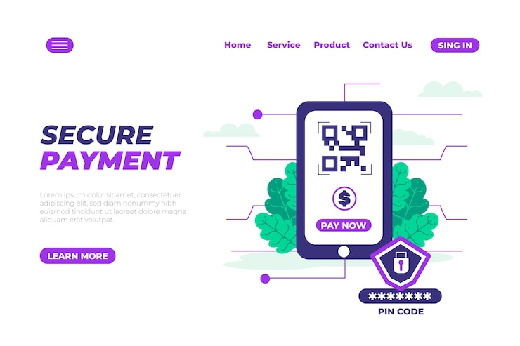Free Vector secure payment landing page concept