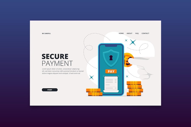 Free vector secure payment landing page template