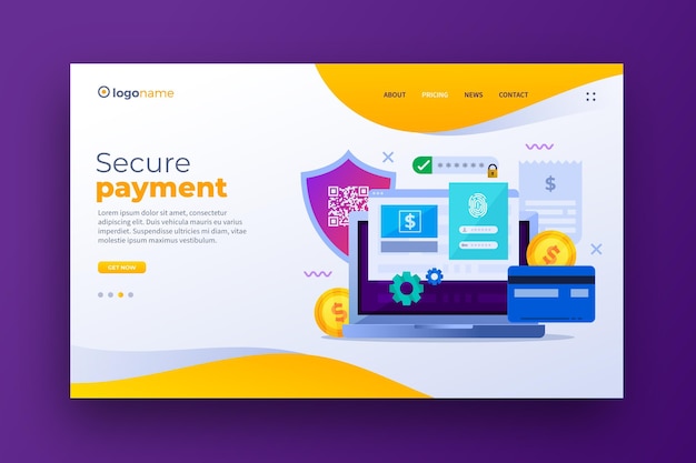 Free vector secure payment landing page template