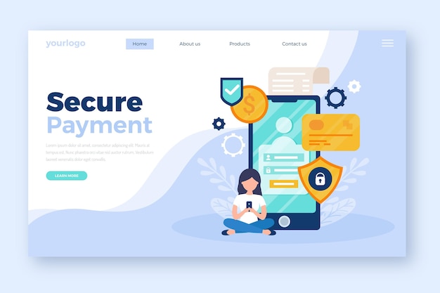 無料ベクター 安全な支払いランディングページ