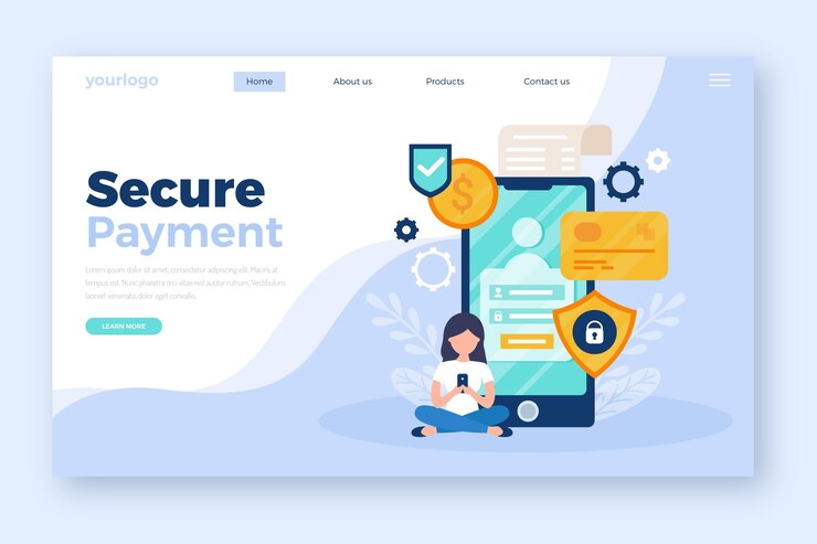 Free Vector secure payment landing page