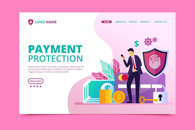 Free vector secure payment landing page
