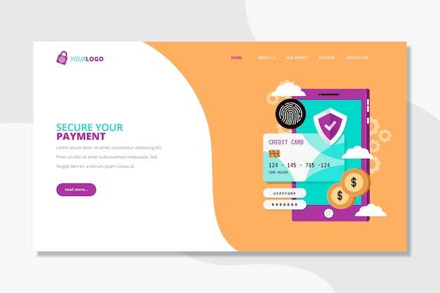 Free vector secure payment landing page