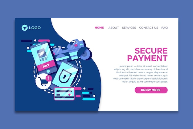 Free vector secure payment landing page