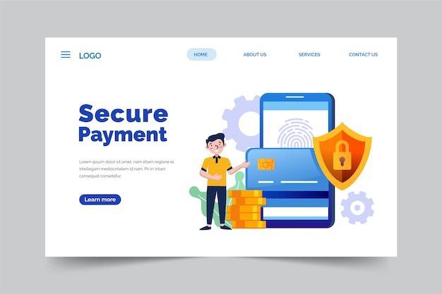 Free vector secure payment landing page