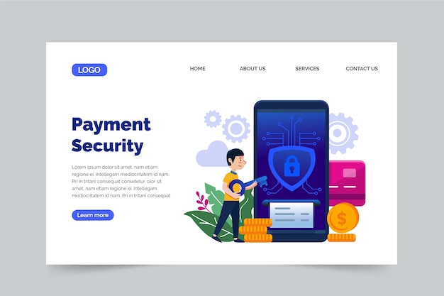 Free vector secure payment landing page