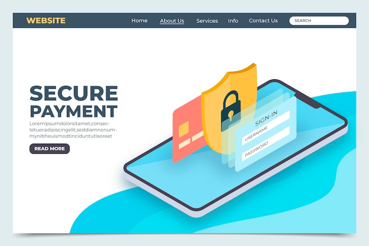Free Vector secure payment landing page