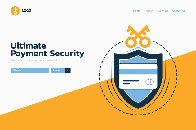 Free Vector secure payment ultimate protection landing page