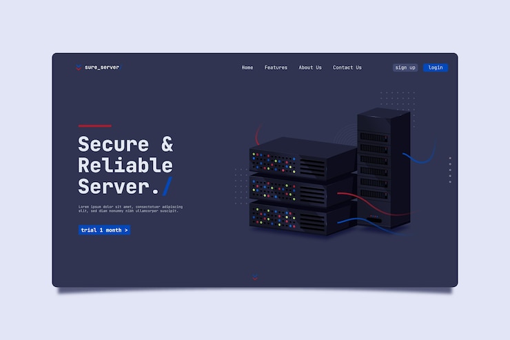 Free Vector secure and reliable server landing page