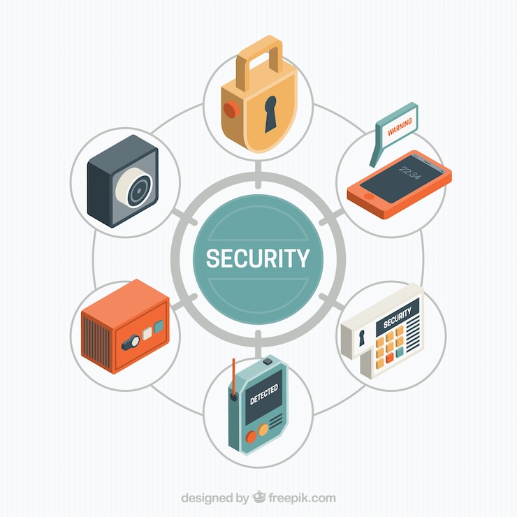 Free Vector security background in isometric design