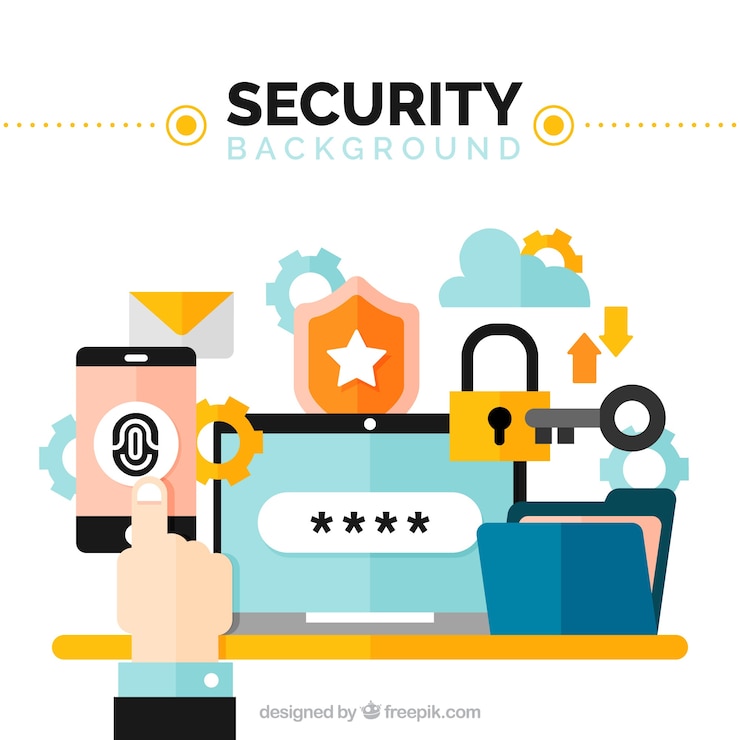 Free Vector security background with colored elements in flat design