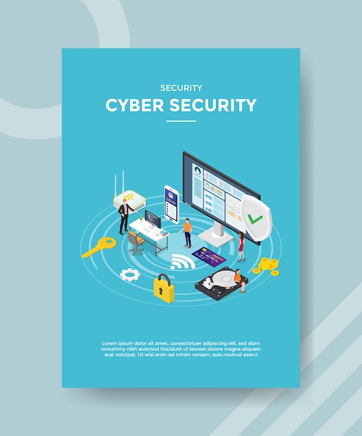 Free vector security cyber security flyer template