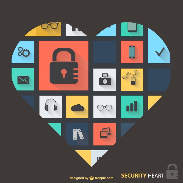 Free Vector security icons heart design