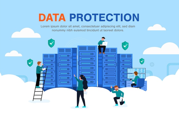 Security privacy & protection idea, software access data, abstract cyber data security online, Global data security, personal data security, Internet flat illustration isolated