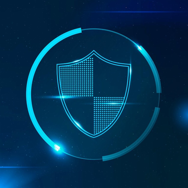 Vettore gratuito tecnologia di sicurezza informatica dello scudo di sicurezza in tonalità blu