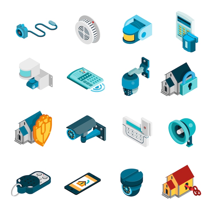 Free Vector security system icons set 