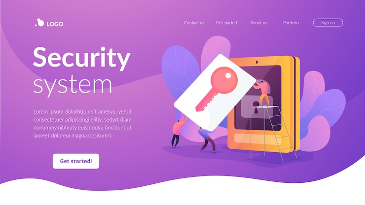 Free Vector security system landing page template