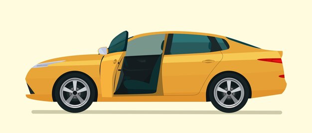 乗用車 ワゴン車のフラットカラーイラスト プレミアムベクター