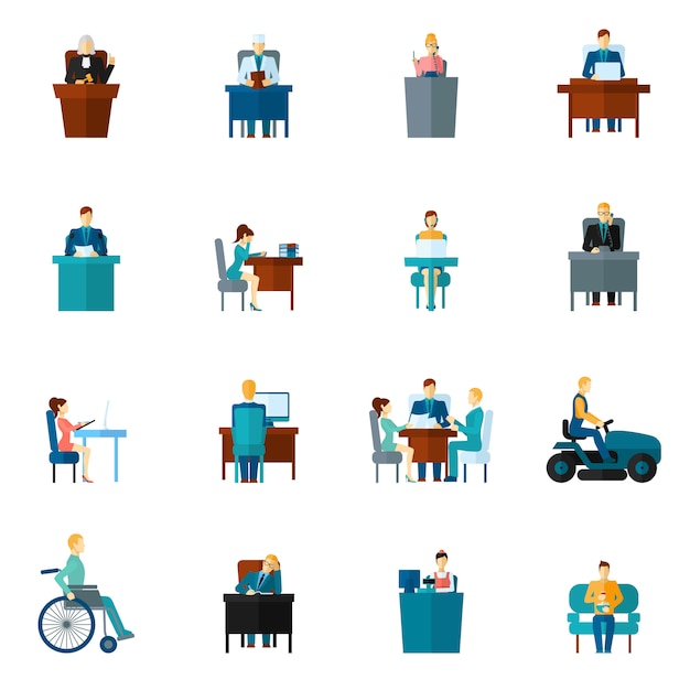 Free vector sedentary icons flat