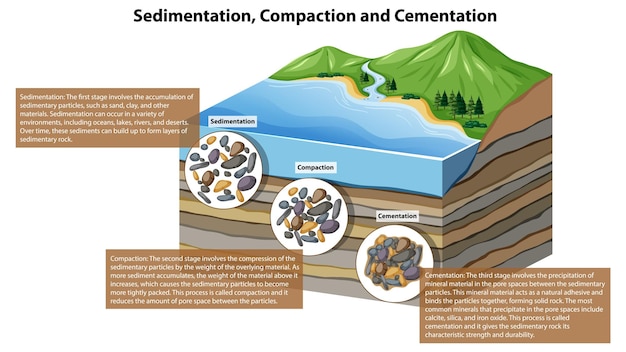 Free vector sedimentation compaction and cementation