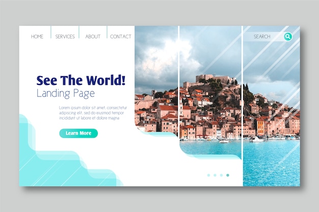 Free vector see the world landing page