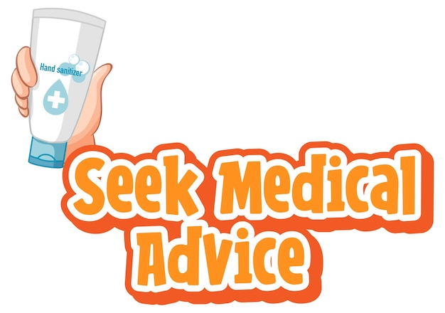 Шрифт Seek Medical Advice в мультяшном стиле, изолированные на белом фоне