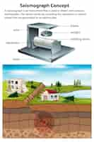 Vettore gratuito illustrazione del sismografo con le onde del terremoto